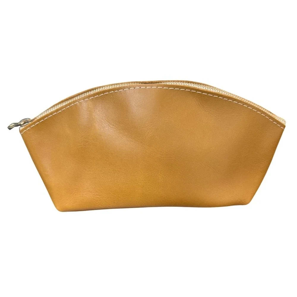 Portland Leather Eclipse Cosmetic Pouch Makeup Bag Mango Gold NEW